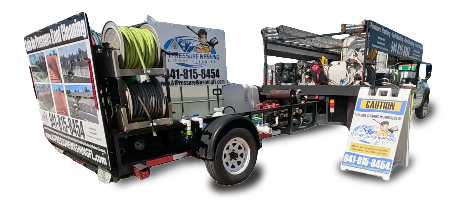 A1 Power Washing and Soft Wash Flat Bed Rig With Trailer in North Port FL